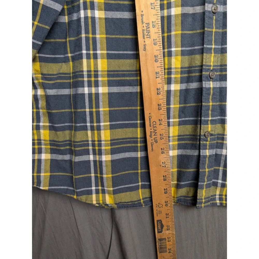 Banana Republic Mens XXL Blue Yellow‎ Plaid Ultra Soft Flannel Untucked Slim